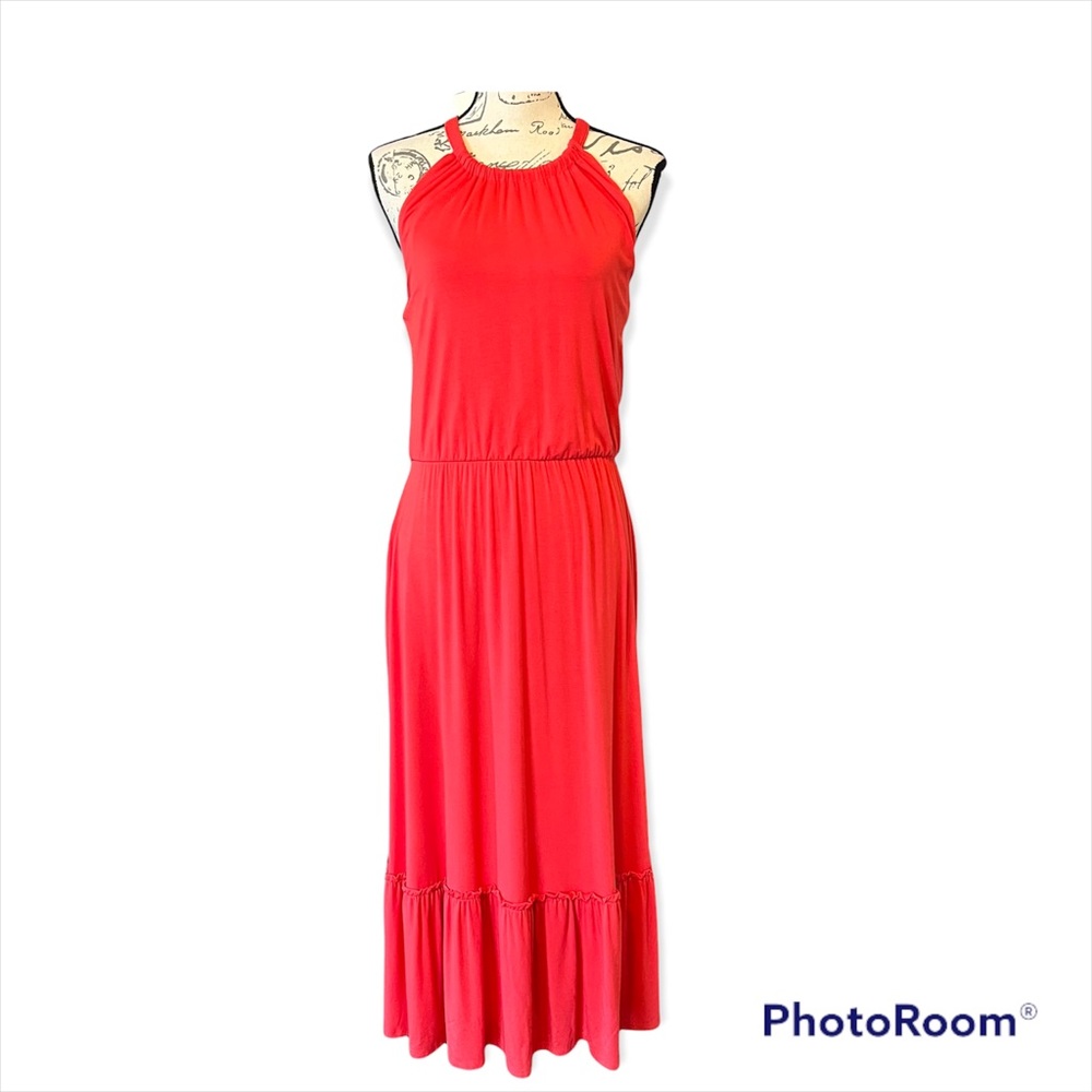 Cynthia Rowley Orange Ruffle Hem Maxi Dress